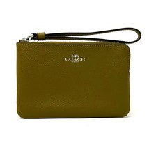 Coach Corner Zip Wristlet in Citron Green Leather 58032 New With Tags - £68.53 GBP