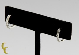 10k White Gold Diamond Hoop Earrings w/ Snapbacks TDW = 0.10 ct 14 mm Diameter - £276.12 GBP