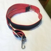 Vintage Skyway Wool Blue and Red Vinyl Luggage Strap 36&quot; Adjustable - £15.22 GBP