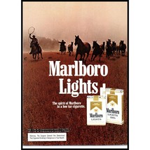 1978 Marlboro Lights Cigarettes Vintage Print Ad Wild Horses Cowboys Wall Art - £8.20 GBP