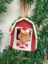 Deck the Hogs Enesco Tree Ornament Christmas 1990 Barnyard Buddies 565490 - $6.72