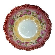 Antique Hermanne Ohme SILESIA Serving bowl hand painted raised 9.5&quot; - £35.25 GBP