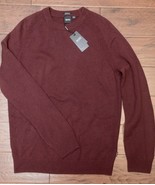HUGO BOSS Uomo Banilo Regular Rosso Scuro 100% Cashmere Maglione Maglia S - €92,51 EUR