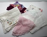 Hankerchief Women&#39;s Multicolor Embroidered and Lacey Set of 6 Vintage As... - $19.79
