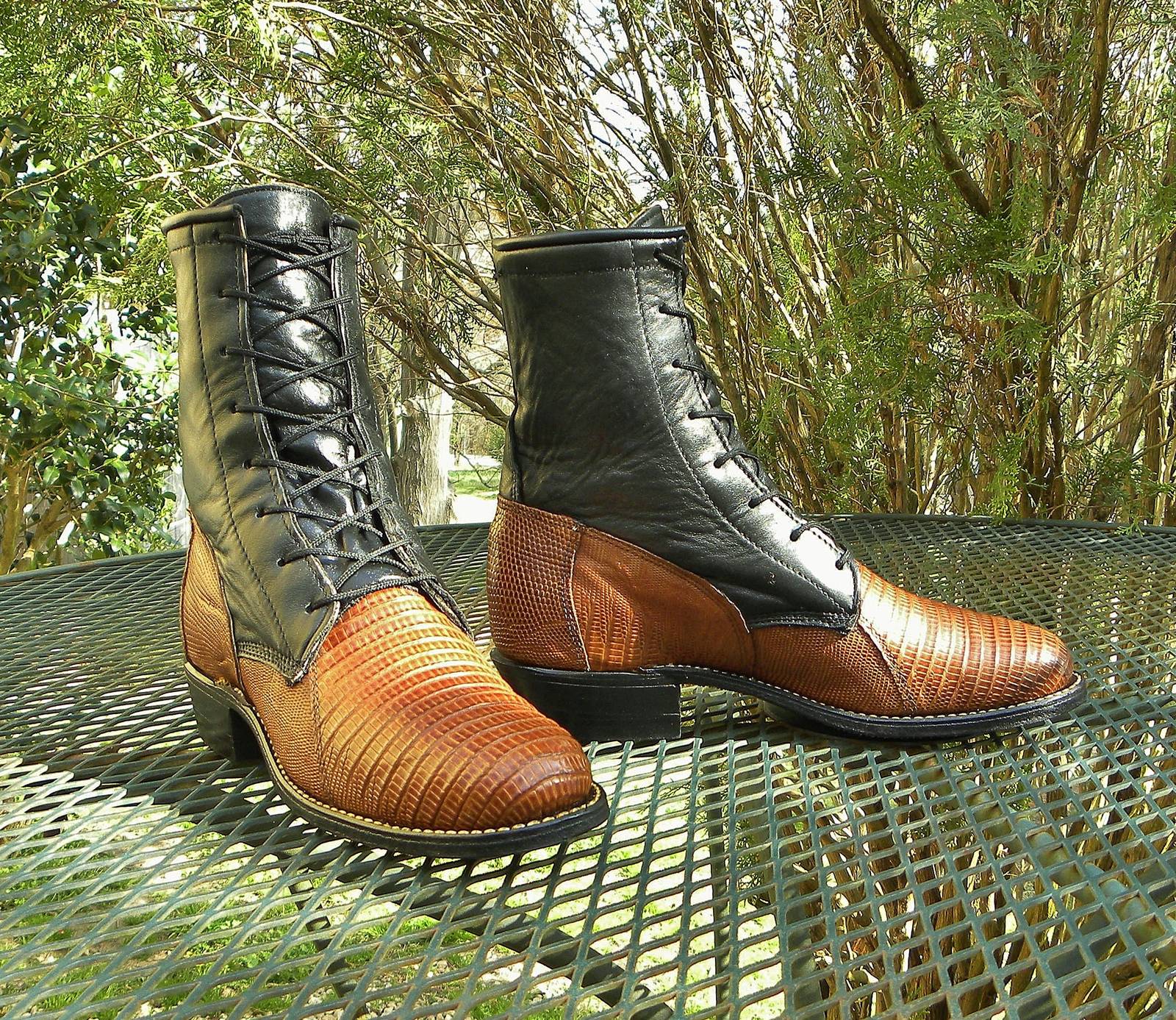 Vintage USA Dan Post EXOTIC LIZARD Western Paddock Boots- Leather Lacer ... - $99.95