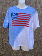 WOODSTOCK  AMERICAN FLAG  T-SHIRT LICENSED Hippie festival  cropped woma... - $14.25