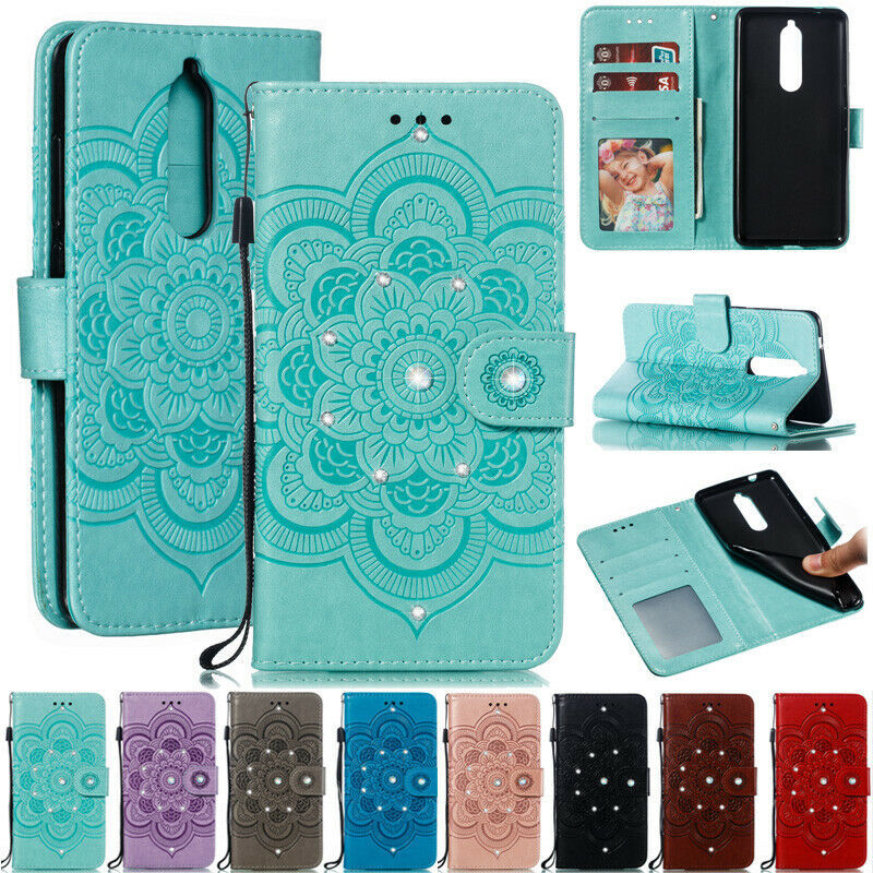 For Nokia 1.3 2.3 5.3 7.2 4.2 3.4 Bling Magnetic Leather Wallet Stand Case Cover