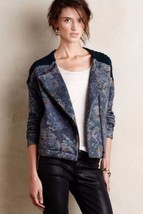 NWT $248 ANTHROPOLOGIE FLORA MOTO JACKET SWEATER by ANNA STUDIO FRANCE S - £62.90 GBP