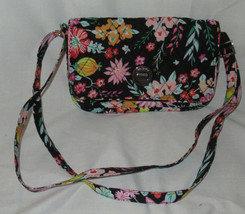 Vera Bradley Women TURNLOCK CROSSBODY Color TANGERINE TWIST floral on black - $86.17