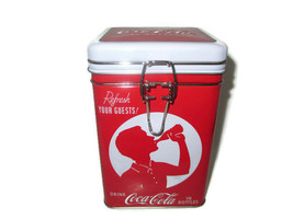 Coca-Cola Tin  tea Caddy Canister/Container with metal latch Refresh Your Guests - £7.77 GBP