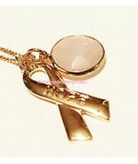 Breast Cancer Pink Hope Rose Quartz Long Necklace Goldtone ~ Avon ~ Circ... - €13,51 EUR