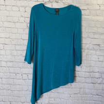 Chicos Travelers Womens 1 Medium Pullover Tunic Top Turquoise 3/4 Sleeves - £18.19 GBP