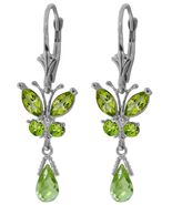 Galaxy Gold GG, 14K Solid White Gold, Natural Peridot Earrings for Women... - $767.44