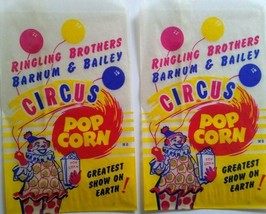 Ringling Brothers Barnum &amp; Bailey Circus Clown Popcorn Bags 1940s Vintage Lot 2 - £6.41 GBP