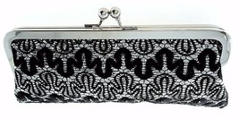 Nite Bags By Carlo Fellini BLACK/SILVER Satin Evening Clutch With Chain $75. - £8.01 GBP