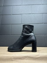 Vintage Enzo Angiolini Chunky Black Leather Square Toe Y2K 90’s Boots Wmns 9.5 M - £44.30 GBP