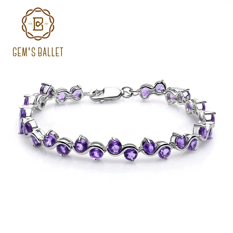 9.04Ct Natural Amethyst Purple Gemstone Bracelet 925 Sterling Silver Bracelets &amp; - £91.24 GBP