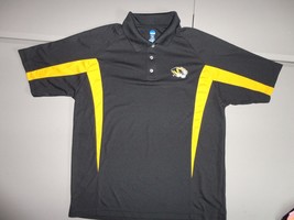 Black Mizzou Missouri Tigers NCAA Poly Embroidered Polo Shirt Adult L EXCELLENT - £19.13 GBP