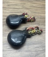 Vintage Wooden Hand Carved Castanets Musical Instrument KG - $16.19 CAD