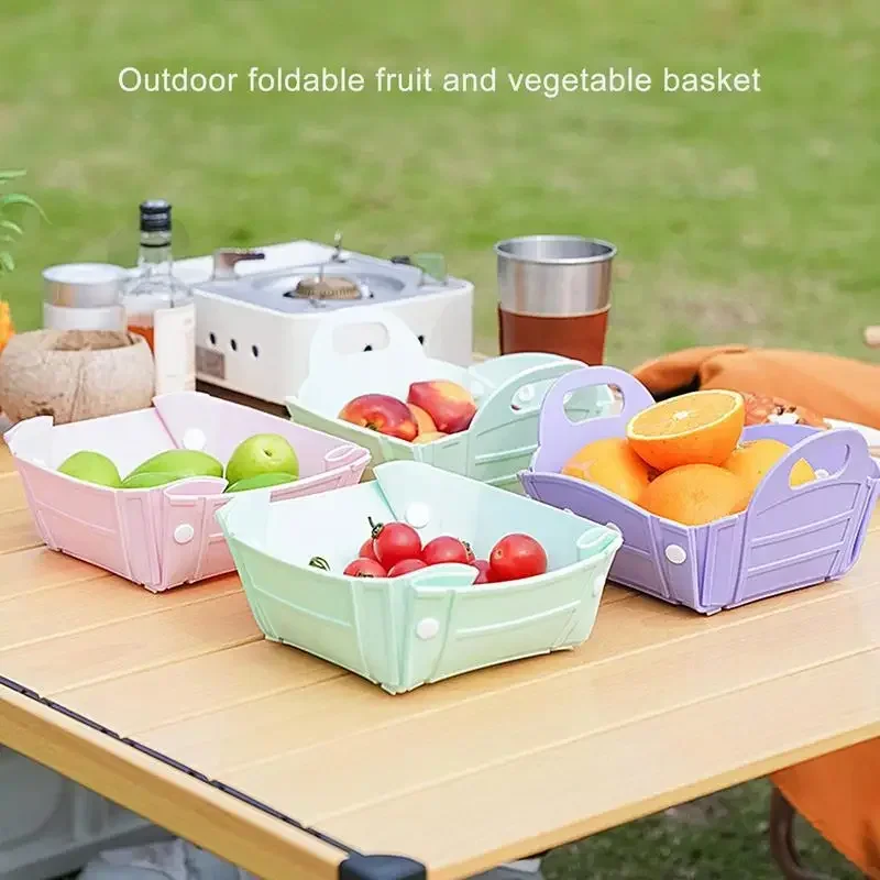 Outdoor Collapsible Storage Basket Multi-purpose Camping Picnic Tableware - £12.15 GBP+