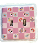 Russ Berrie Pink Butterfly Lady Bug Double Switch Plate Light Covers  - £15.95 GBP