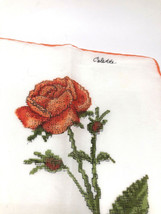 Vintage Handkerchief Hankie Colette Signed White Roses Floral Flower 50s... - £14.82 GBP