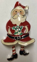 VTG FAF Signed Santa Claus Christmas Holiday Pin Brooch Cloisonné Moving... - £15.73 GBP