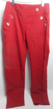 Cato Est 1946 Womans Jeans sz 10 Red Straight Leg Nautical Stretch Buttons Front - £18.17 GBP