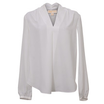 Michael Michael Kors V-Neck Blouse In Silk Women White M - £121.91 GBP