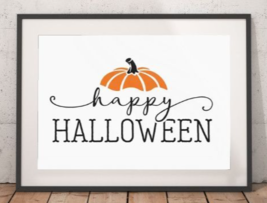 Happy Halloween with pumpkin, canvas, acrylic colors, wall art, house decor - £80.19 GBP+