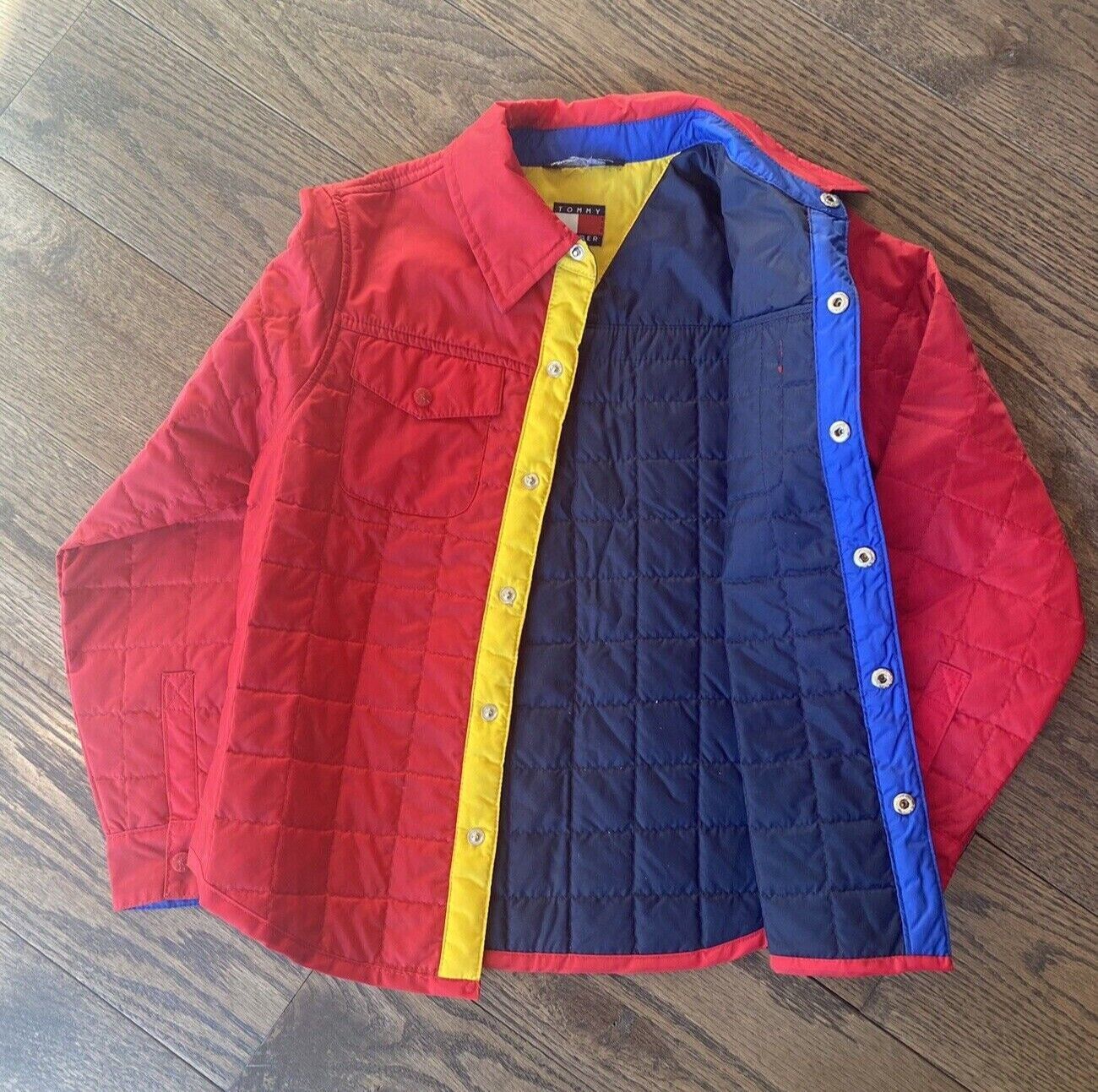 Tommy Hilfiger Boys Coat Size Small Quilted Red Jacket  90s 1990s Flashback - £15.03 GBP