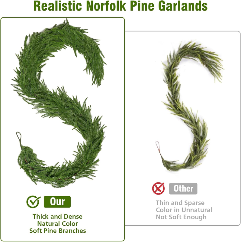 6FT Christmas Garland with Lights Battery Operated: Prelit Faux Decorations, Rea Item image 6