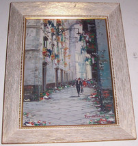 Vintage LISTED Signed Mario Ferdelba European Art Street Scene Vintage Painting  - £1,353.20 GBP