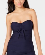 DKNY Womens Bow Tie Bandeau Tankini Top Size Small Color Navy - £66.80 GBP