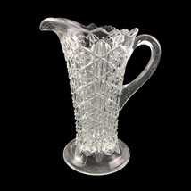 EAPG 8&quot; Tall Thin Pitcher Deep Cuts Antique Vintage Clear Heavy Glass - £55.21 GBP