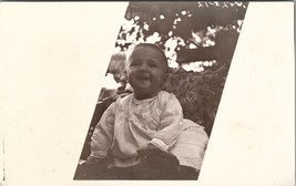 RPPC The Cutest Baby All Smiles Outdoors Masked Photo Postcard X3 - £6.37 GBP