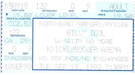 Vintage Billy Idol Ticket Stub Septembre 18 1990 Albany Ny Knickerbocker... - £32.47 GBP