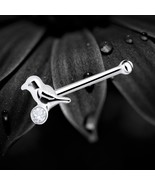 925 Sterling Silver Clear Crystal Bird Straight Bone Nose Stud Screw Pin... - $177.55 MXN