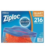 Ziploc Freezer Bags **216**Storage Pack Heavy Duty Quart Ziplock Bag Gri... - £18.23 GBP