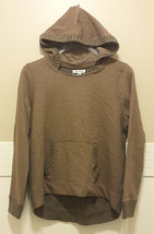 New AEROPOSTALE Brown Sweatshirt Front Cable Knit Hooded Sweater Hi Lo XL Ribbed - £15.02 GBP