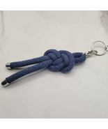 Nautical Figure 8 Knotted Rope Keyring Key Chain Bag Charm Denim Blue - $14.85