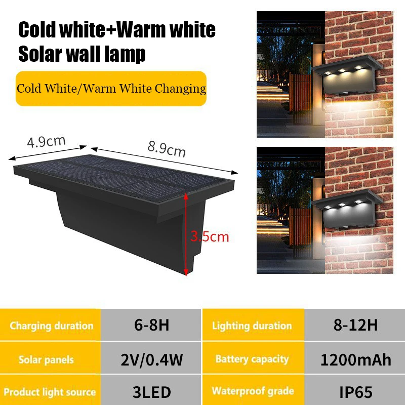 Led Rgb Solar Wall Light Stair Lamp Outdoor Ip65 Waterproof Solar Garden Light C - £153.59 GBP