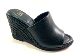 Vince Camuto by Lauren Beverlin Poppy  Black Leather High Wedge Slip On ... - $71.99
