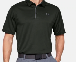 Under Armour Mens Tech Textured-Stripe Polo Size Small/Forest Green - £30.37 GBP