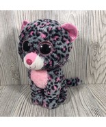 Ty Beanie Boo Ty Grey Pink Leopard Cat Tasha 6 inch 2015 - $9.80