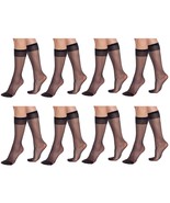 Women’s Sheer Knee High Socks 8 Pairs Stay-Up Band 15 Denier One Size Ho... - $17.69 CAD