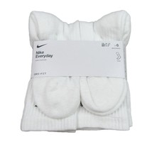 Nike Everyday Cushion Crew Socks White 6 Pack Women&#39;s 6-10 / Youth 5Y-7Y NEW - £21.32 GBP