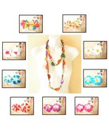 Women Colorful Ethnic Wooden Crafted Chains One Loop Long Flowers Lei Ne... - £3.16 GBP
