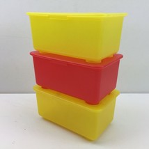 IKEA GLIS Stackable Storage Box with Lid Yellow Red Set 3 Toy Pens Accessories - £19.65 GBP