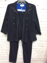 Erin London Womens Blazer Jacket Pant Set Black Zip Up Snap Studded Pock... - $18.80
